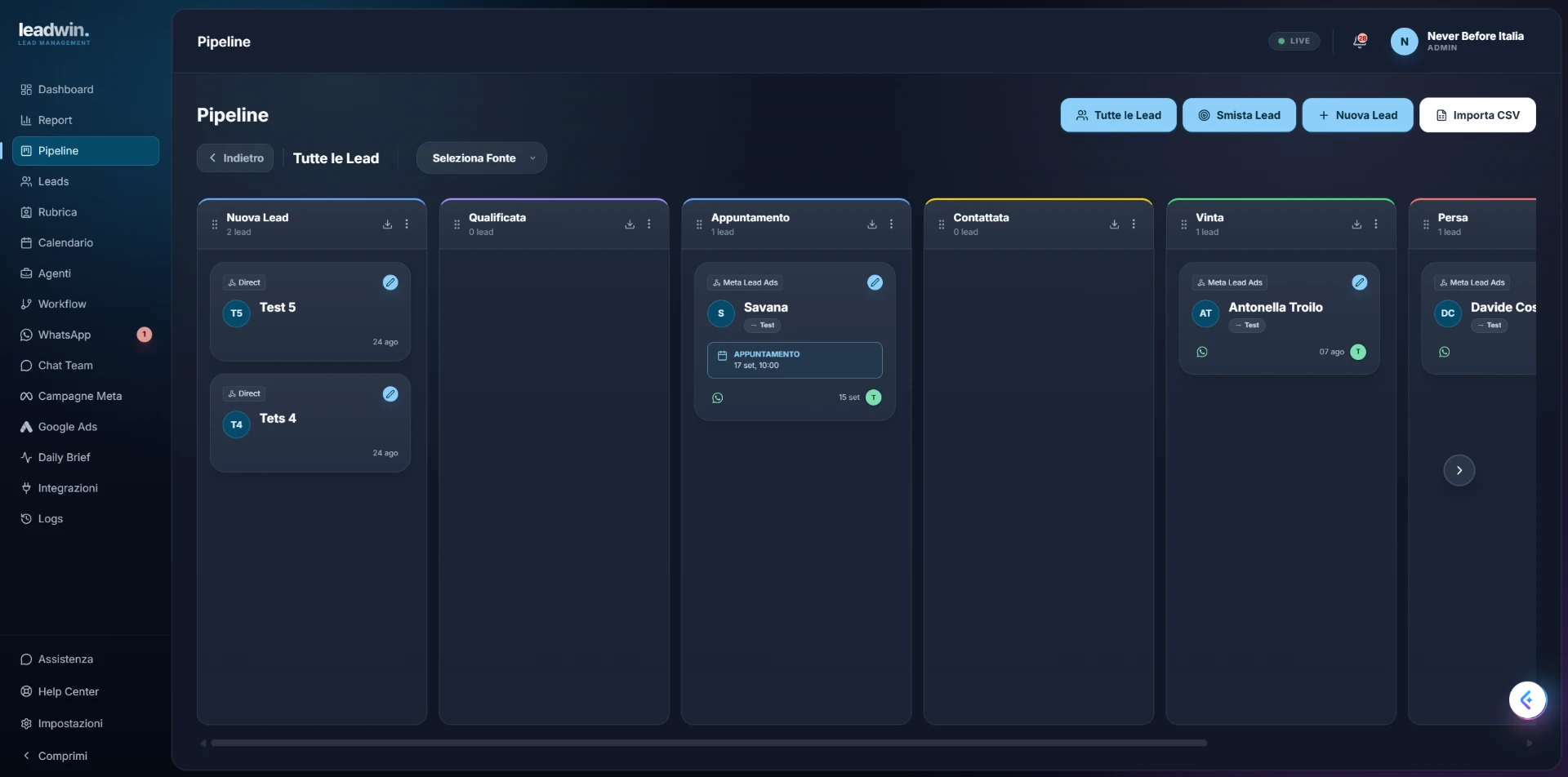 Pipeline kanban di LeadWin